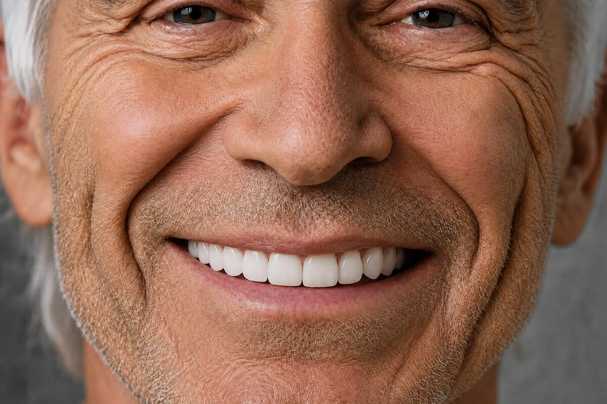 Sorriso depois do implante com prótese